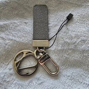 Louis Vuitton Grey Taiga Leather Silver Logo Keychain Bag Charm Pendant